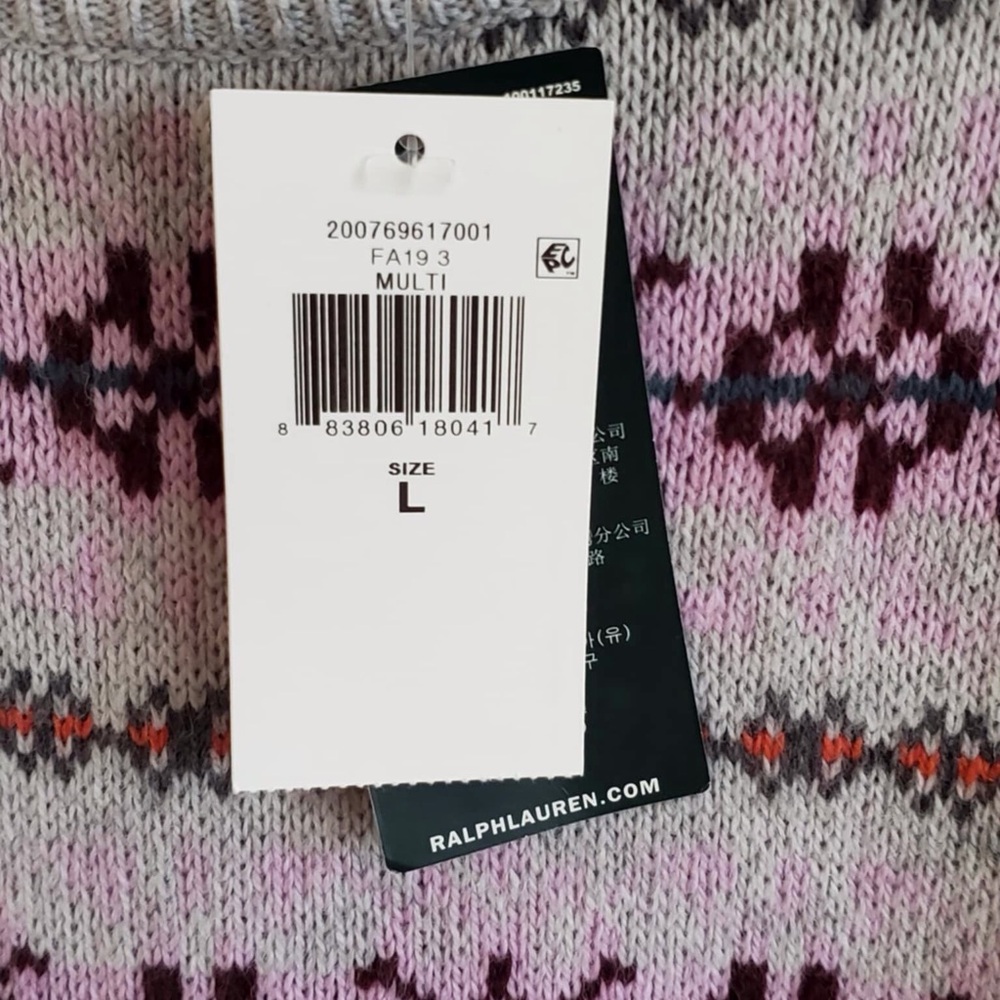 Ralph Lauren Fair Isle Purple Gray Sweater NWT L - Picture 7 of 11